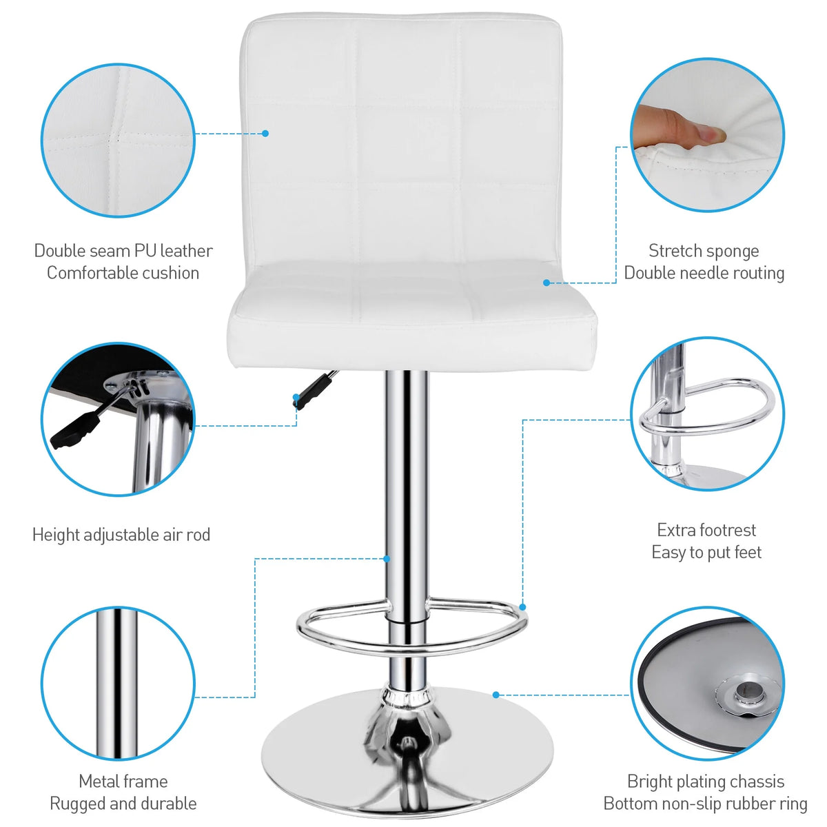 Set of Two Height Adjustable Armless Swivel Bar Stools Y802236