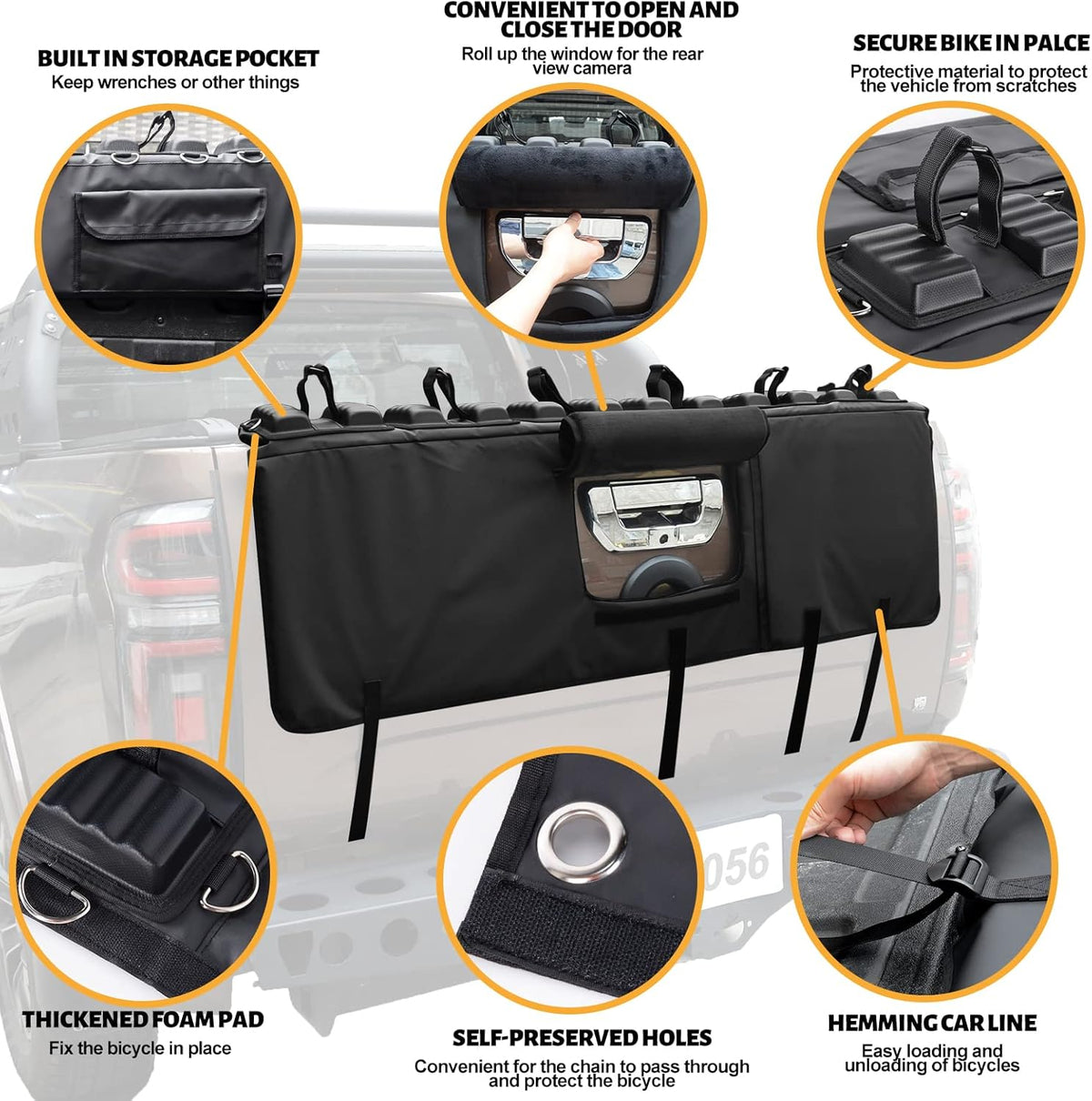 Truck Bike Tailgate Pad with Anti-Theft Lock and Secure Bike Straps E8069