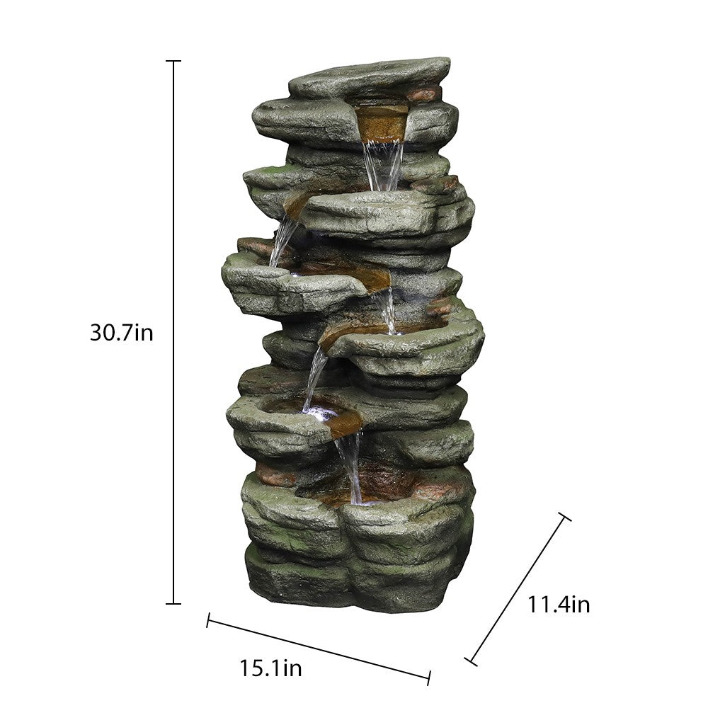 5-Tier Rock Water Fountain with LED Q5584