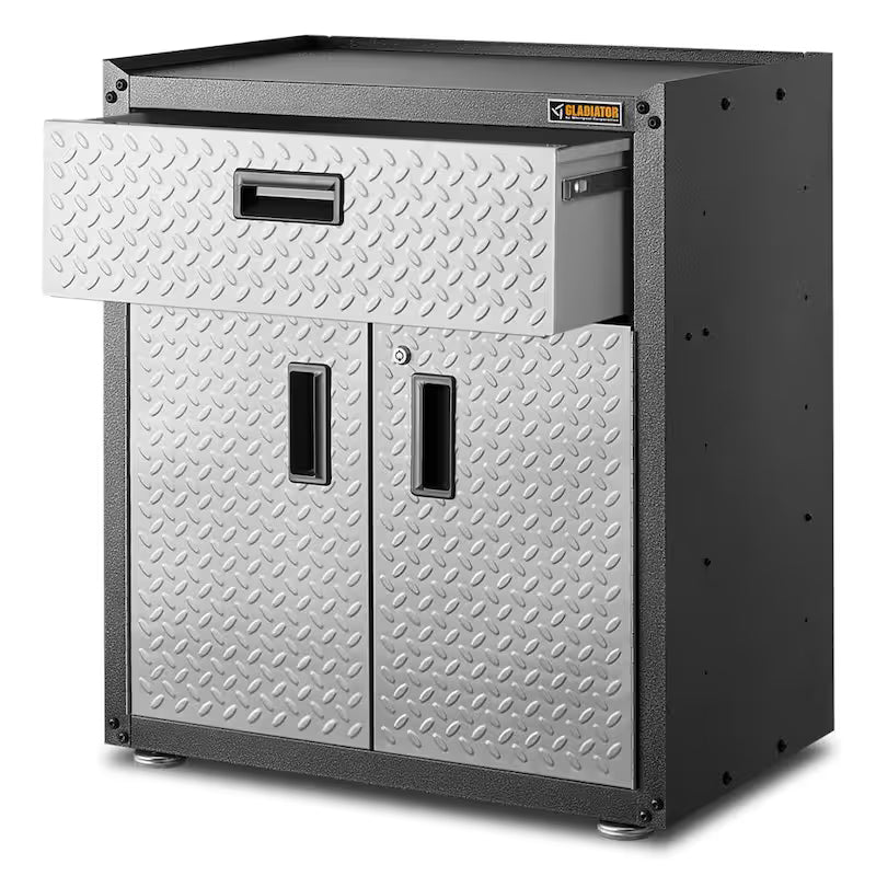 Steel Freestanding Garage Cabinet in Silver Tread H867