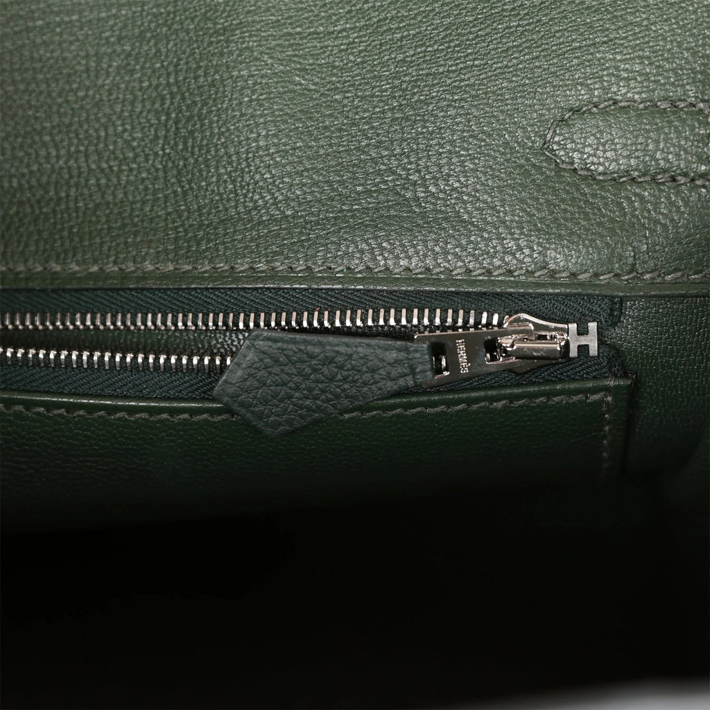 Birkin 25 Vert Fonce Togo Palladium Hardware U766741