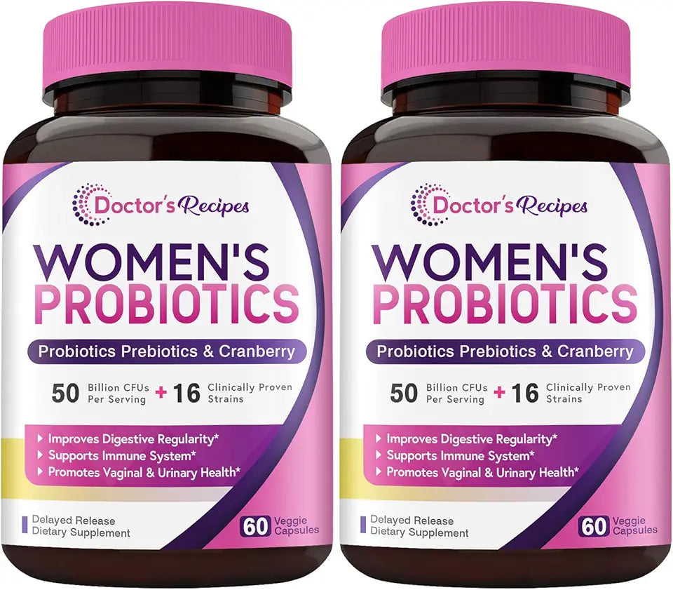Women's Probiotics 50 Billion CFU 16 Strains 120 Capsules Pack of 2 A45685