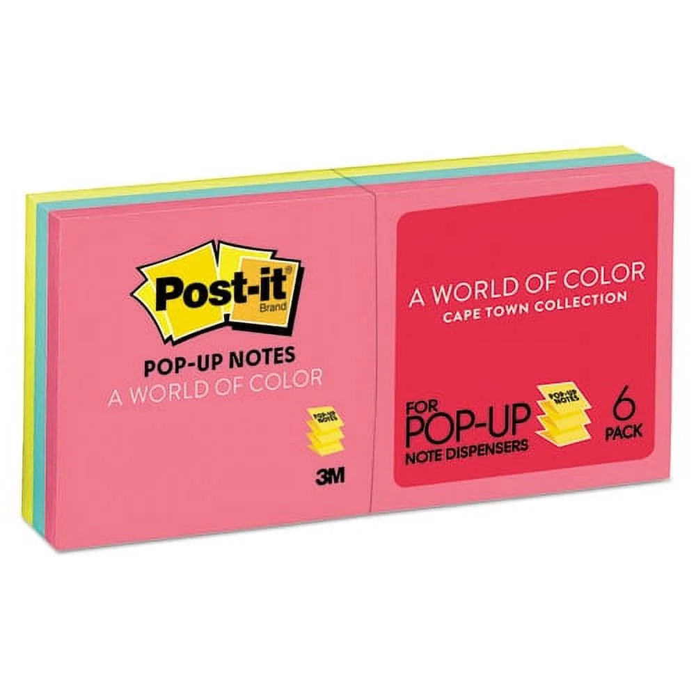 Pop-Up Refill, 3 X 3, Assorted Colors, 100-Sheet, 6/pack, Bundle of 5 Packs Q639963
