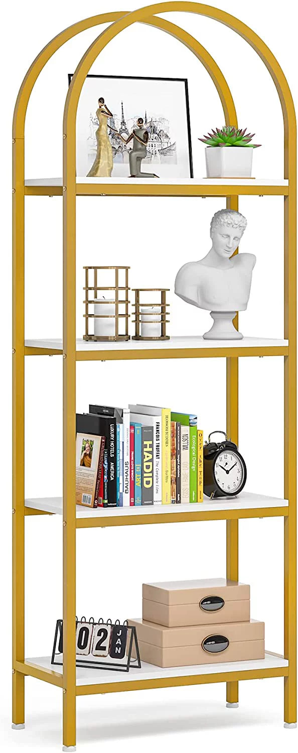 4-Tier 70.8" Arched Bookshelf with Metal Frame K321891