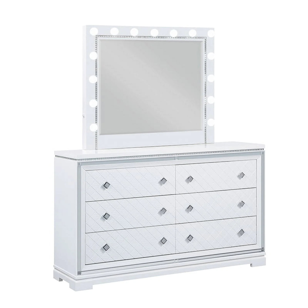 4-Piece Wood California King Bedroom Set in White S221
