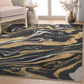 Black Gold Flatweave Area Rug Q722