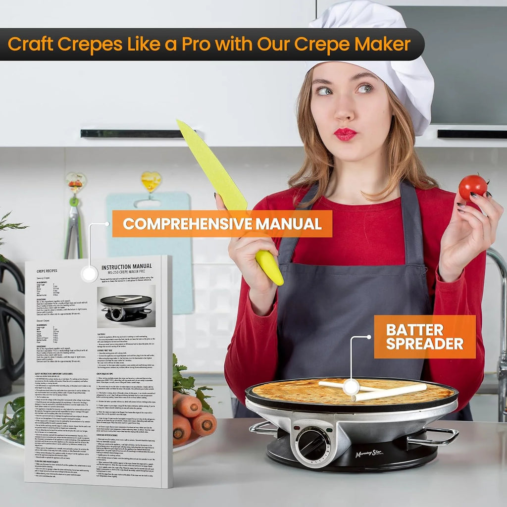 Electric Non Stick Crepe Maker with Temperature Knob X5372