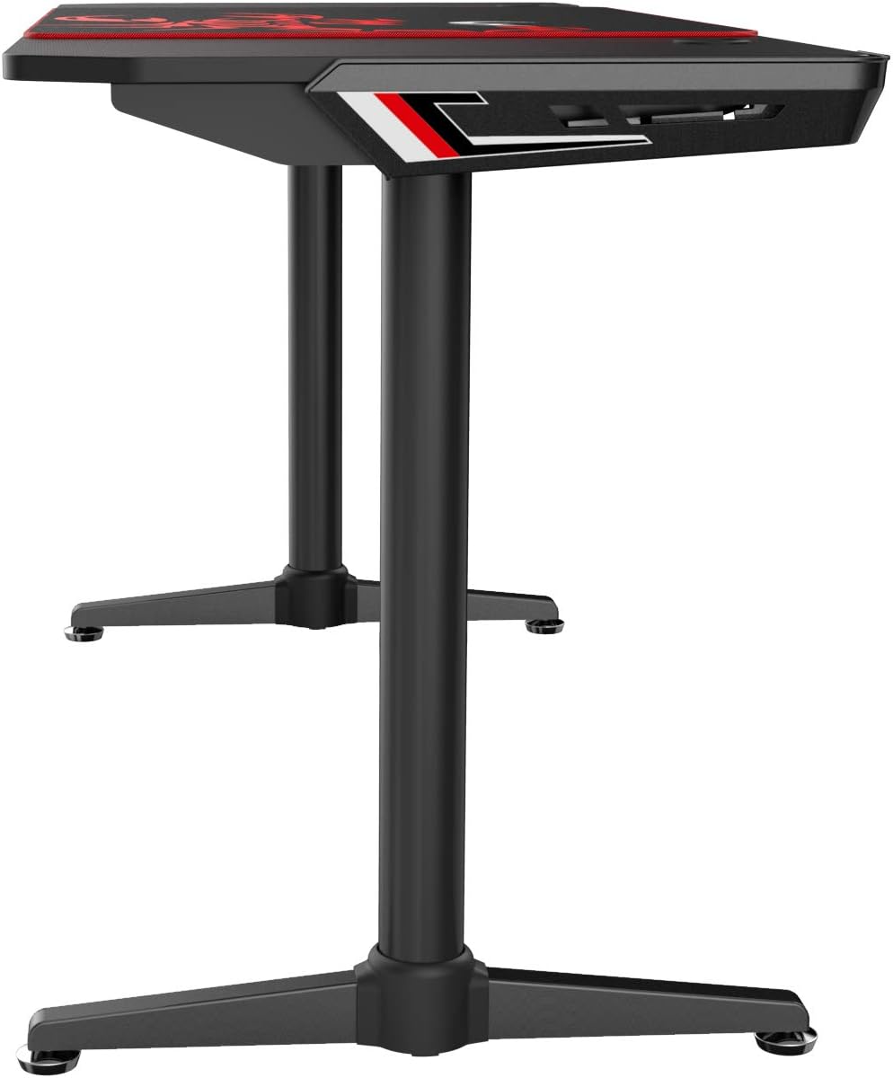 Black 60 inch Gaming Computer Desk with Carbon Fiber Surface E7872