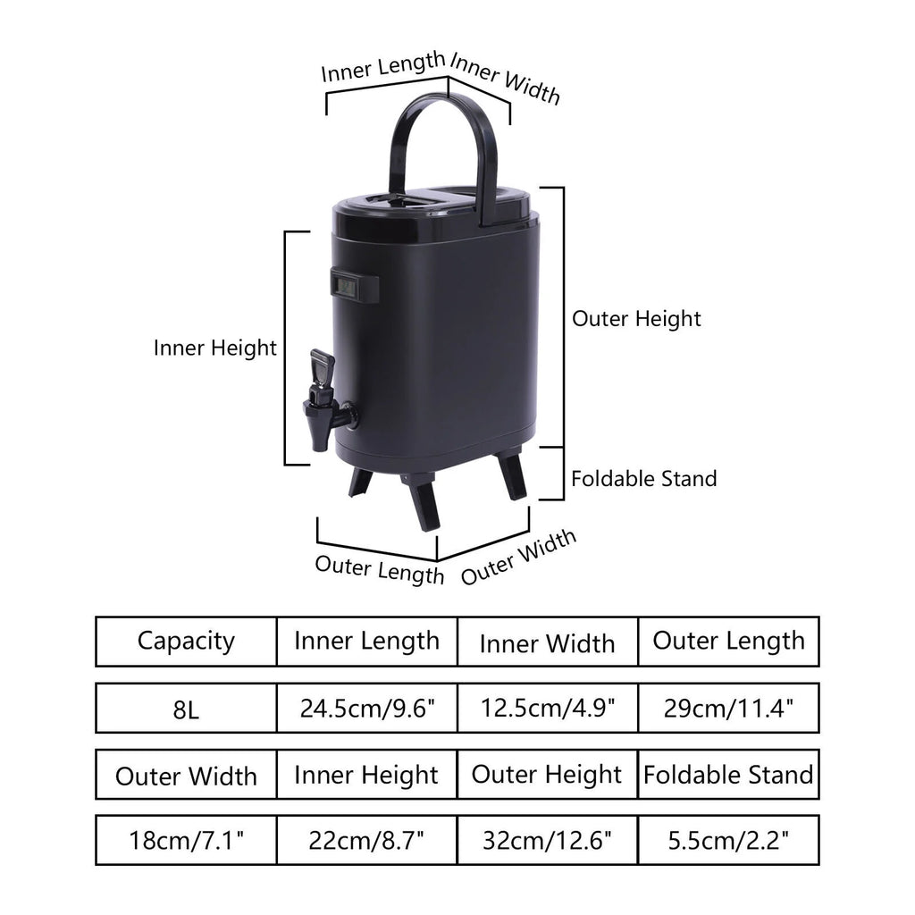 8L Insulated Beverage Dispenser with Temp Show T99877