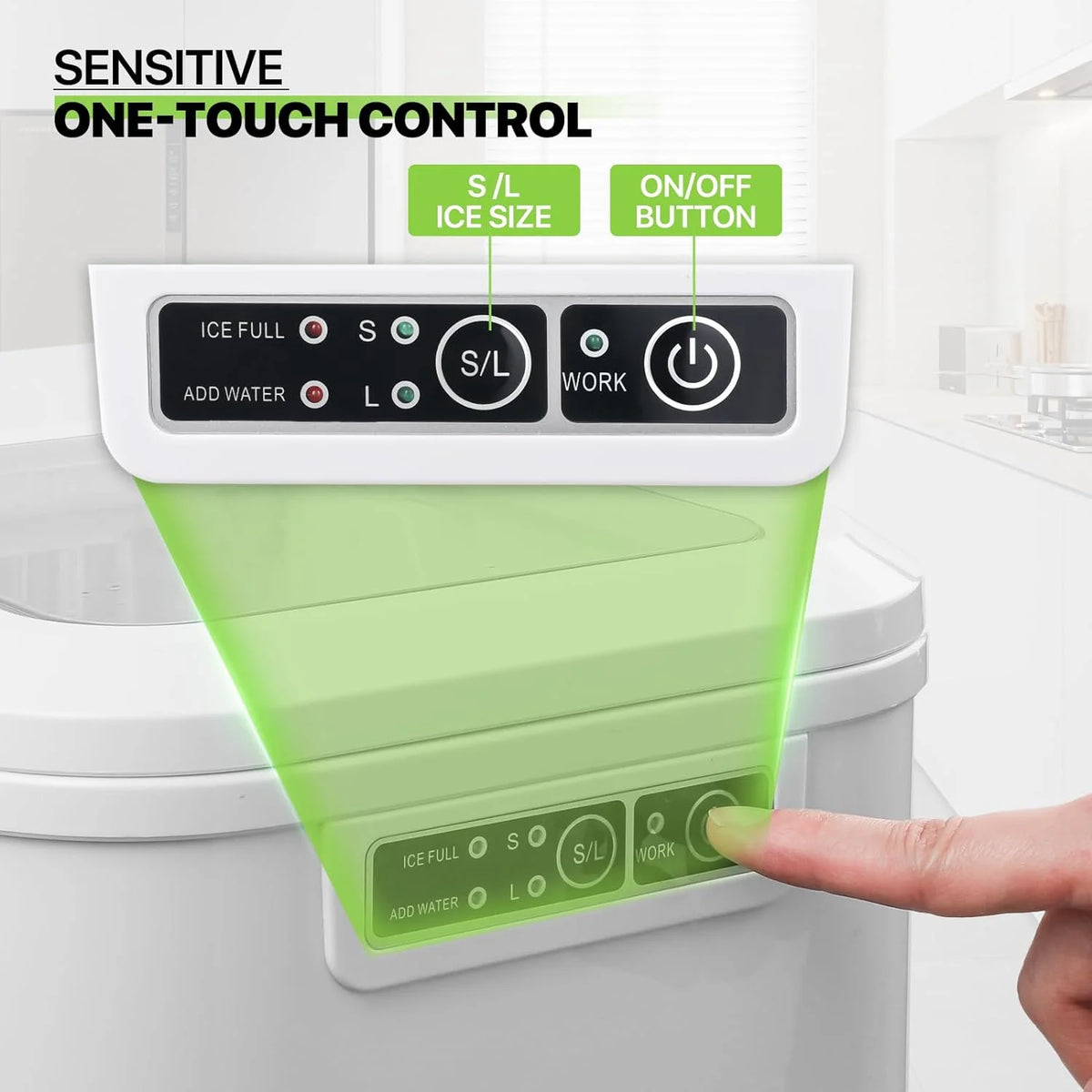 White Countertop Ice Maker Machine with Ice Scoop and Basket T566
