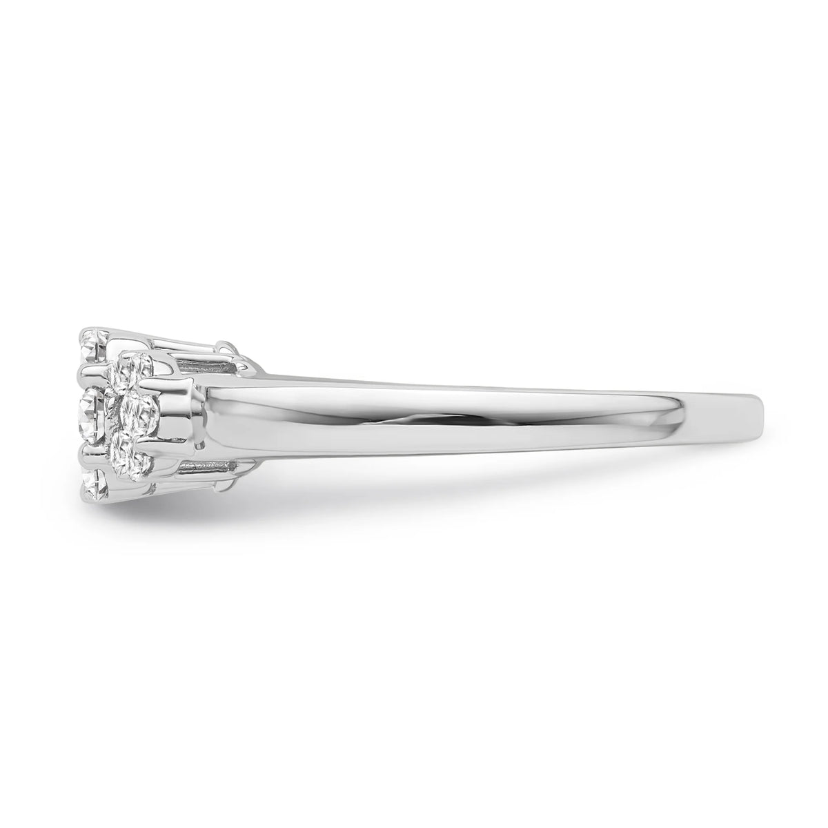 10K White Gold Diamond Cluster Band Ring O167
