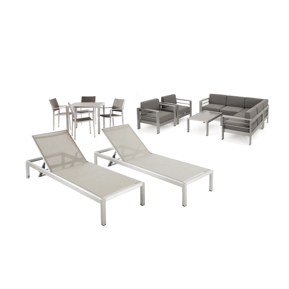 Outdoor Aluminum 9 Seater Wicker 5 Piece Dining Set L467947