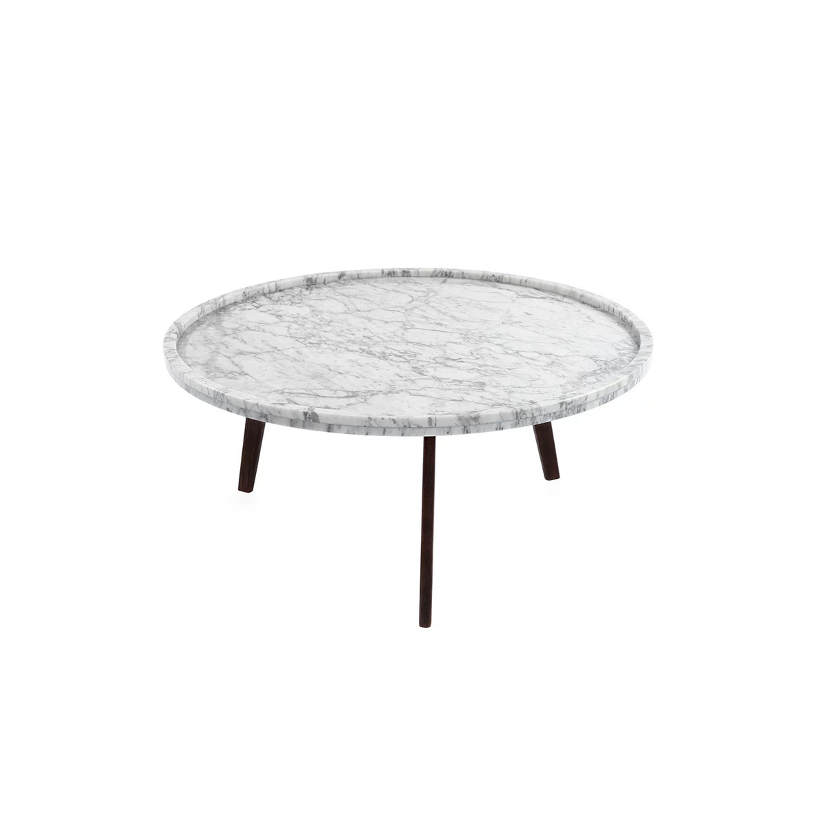 Round White Marble Coffee Table with Walnut Legs G8425
