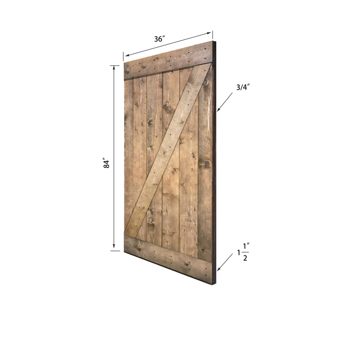 Red Oak Paneled Wood Barn Door with Installation Hardware Kit X516