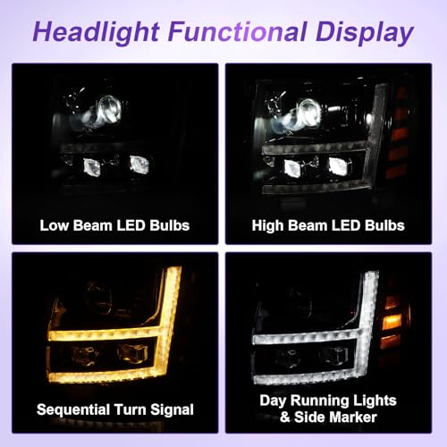 LED Projector DRL Headlight Assembly Black Housing Clear Reflector H6655