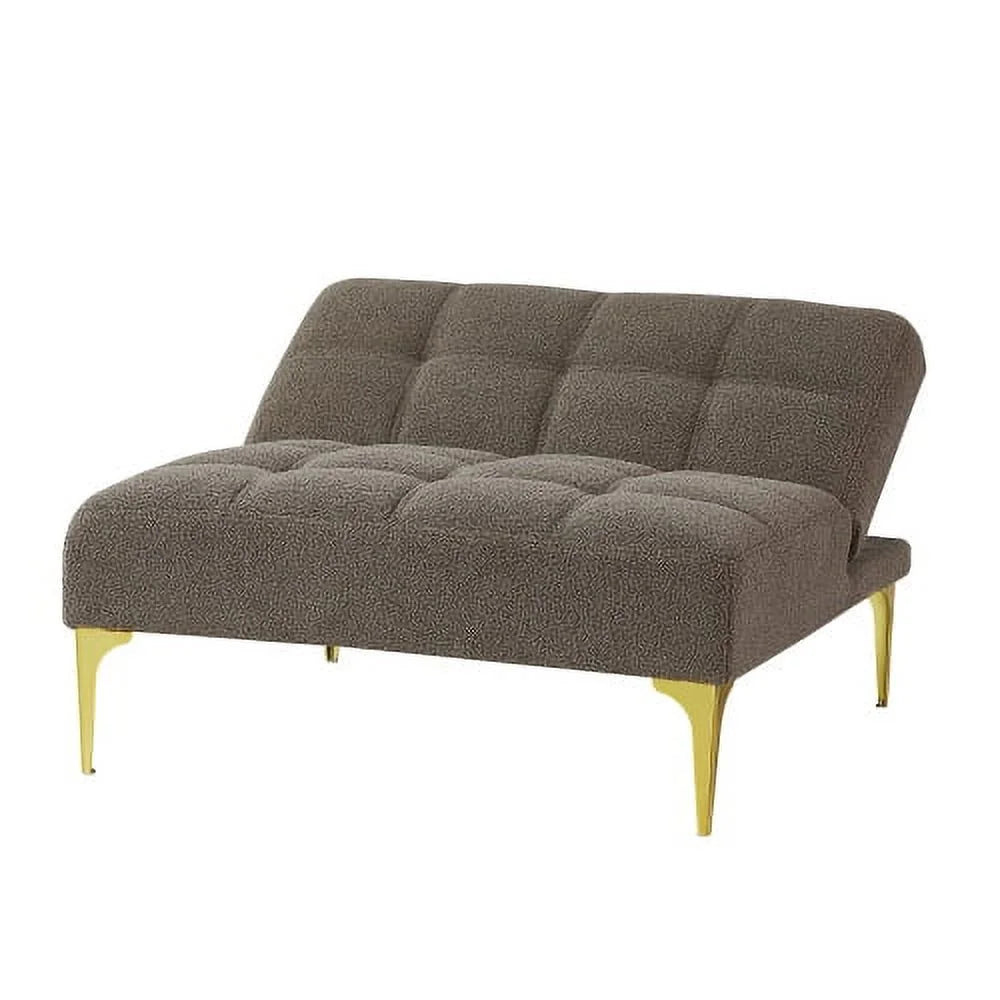 Gold Teddy Fabric Convertible Sofa Bed with Metal Legs I6597