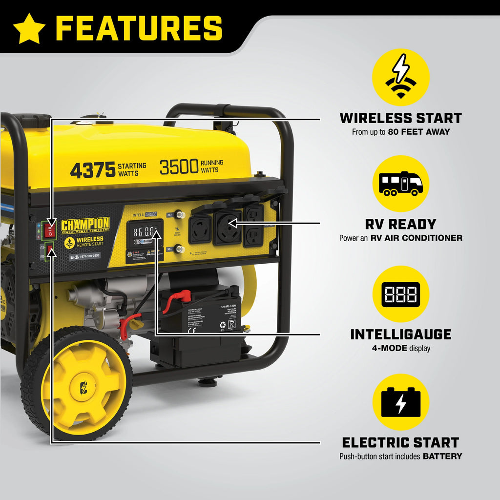 3500-Watt Portable Generator with Wireless Remote Start V62572