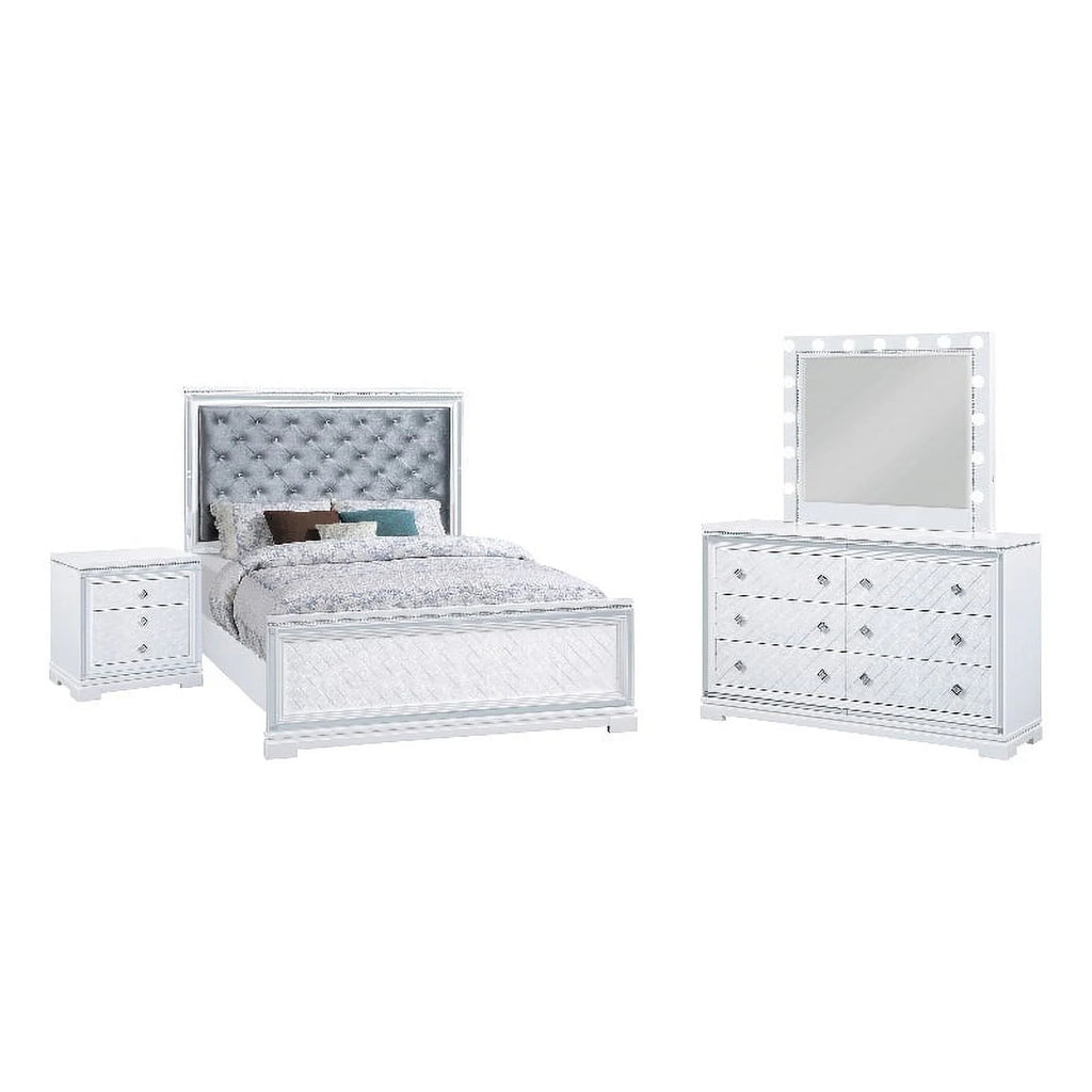 4-Piece Wood California King Bedroom Set in White S221