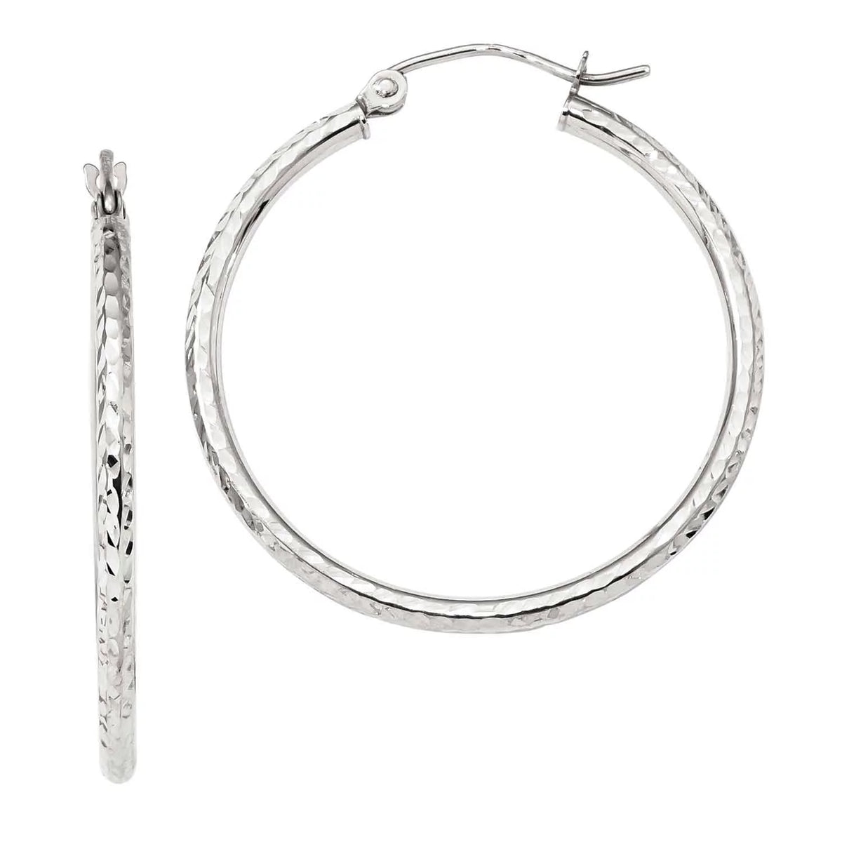 10 Karat White Gold 2mm Hoop Earrings K981
