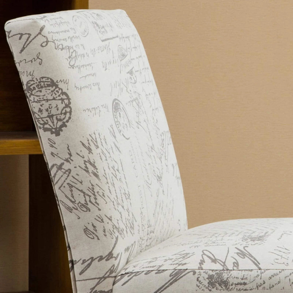 English Letter Print Fabric Armless Accent Chair F847999