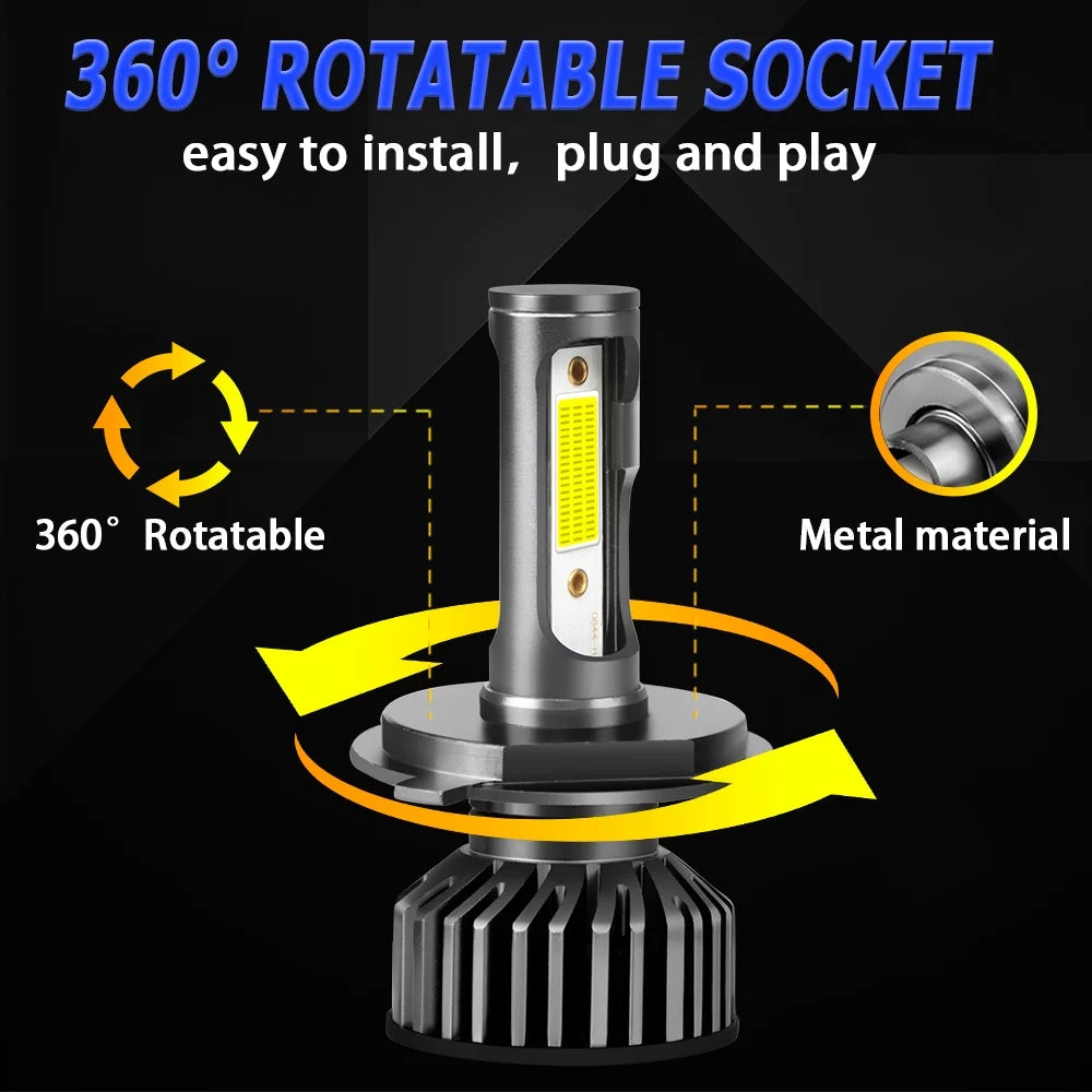 H4/9003 LED Headlight Bulbs 10000 Lumen 60W 6500K Cool White Pack of 2 A9352