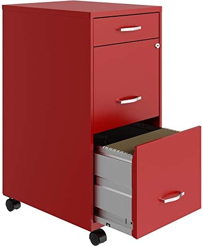 White 3 Drawer Metal Mobile File Cabinet with Lock N217