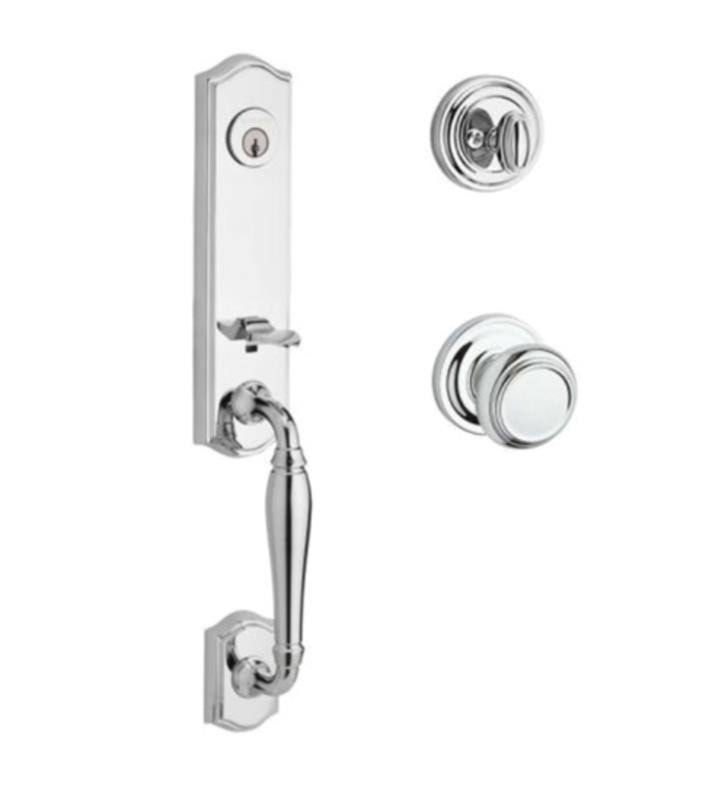 Reserve Single Cylinder Handleset with Traditional Round Rose in Bright Chrome O504273