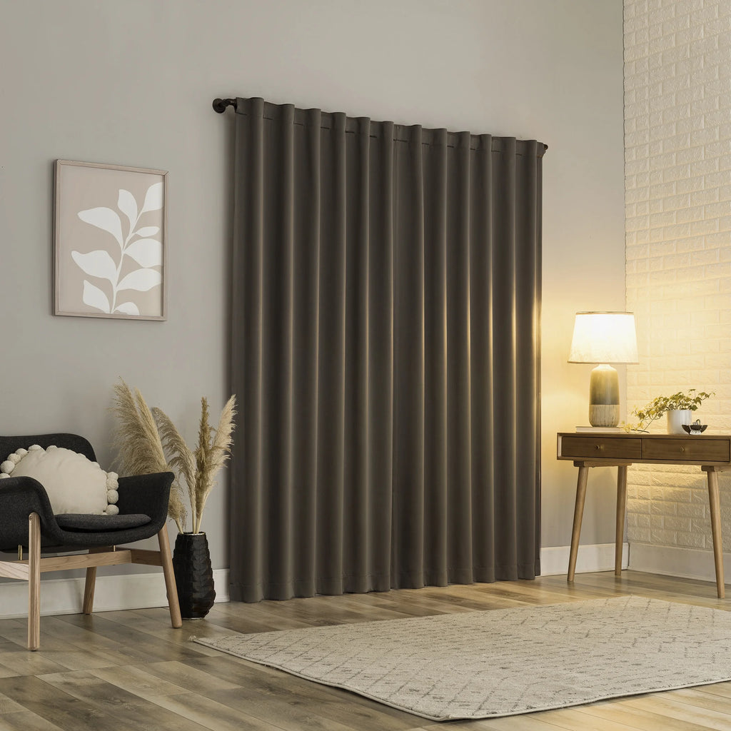 2-pack 100% Blackout Back Tab Curtain Panel Pair, 52"x84", Gray Y378