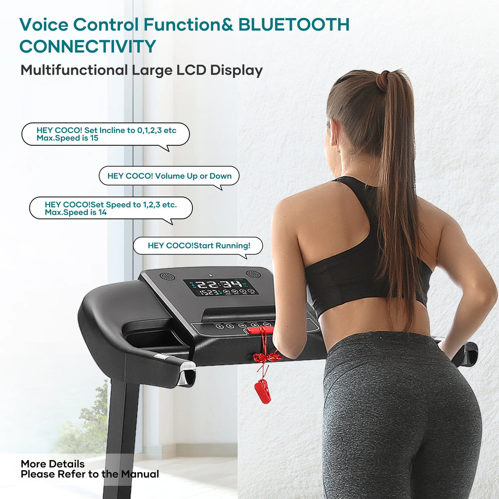 17 Wide Electric Folding Treadmill with Auto Incline M925