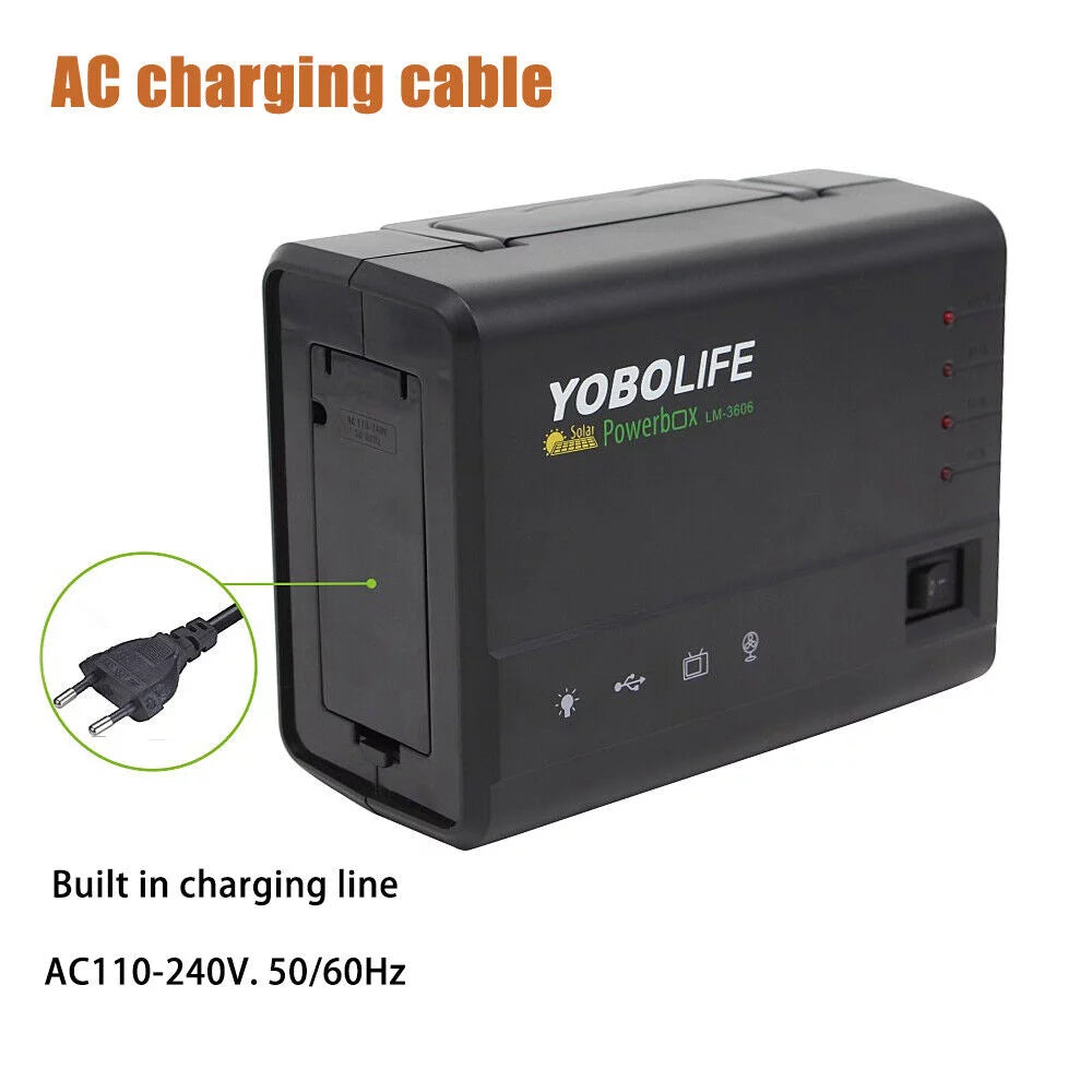 Solar Panel Generator System Portable Home Kit LED Light 12V USB Charger Camping D2632