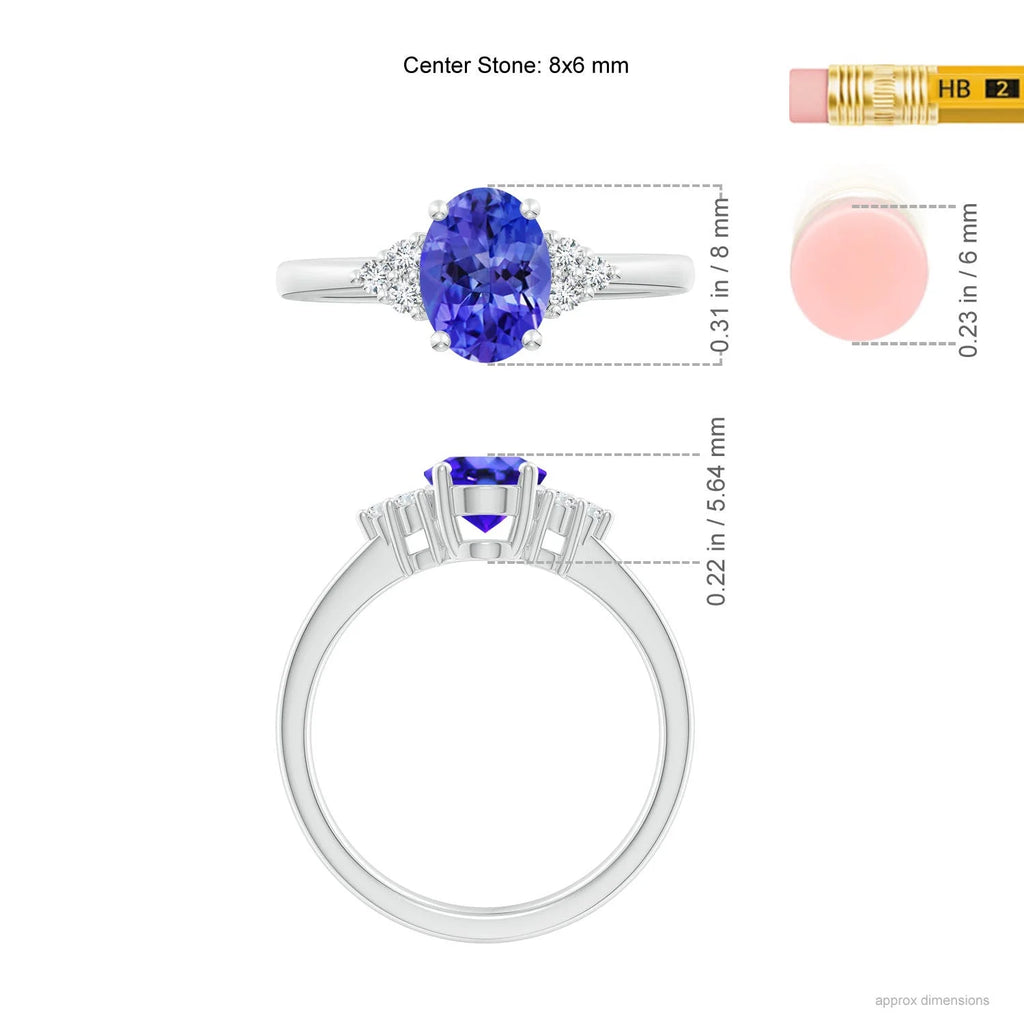 Natural Tanzanite Platinum Ring Size 7 R15645