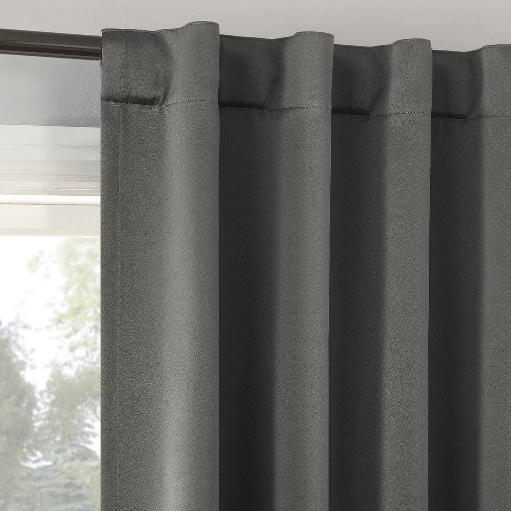 2-pack 100% Blackout Back Tab Curtain Panel Pair, 52"x84", Gray Y378