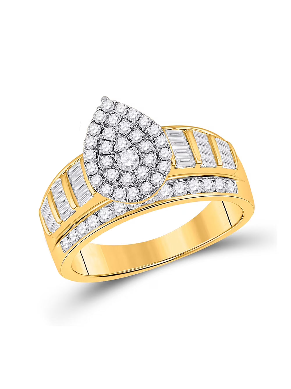 10kt Yellow Gold Diamond Teardrop Engagement Ring 1 Cttw V5332