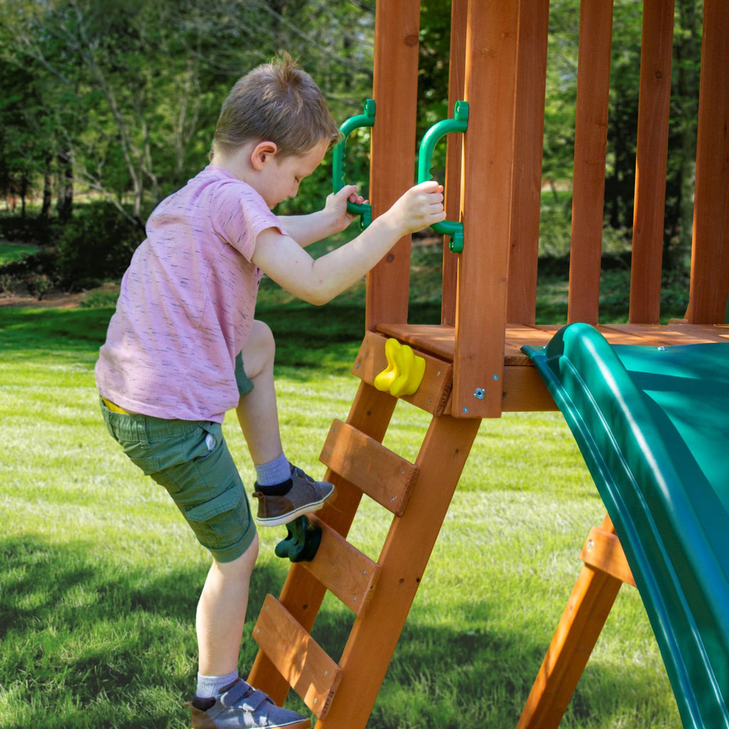 Basic Swing Set with Two Swings, Trapeze Swing, and Slide P980252