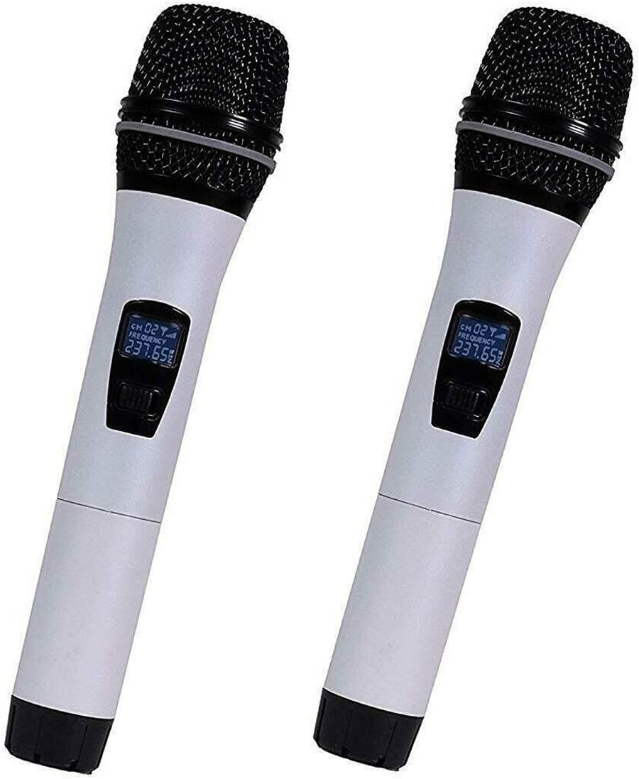 White VHF Dual Wireless Handheld Microphone System with Echo Feature, Pack of 2 E4893