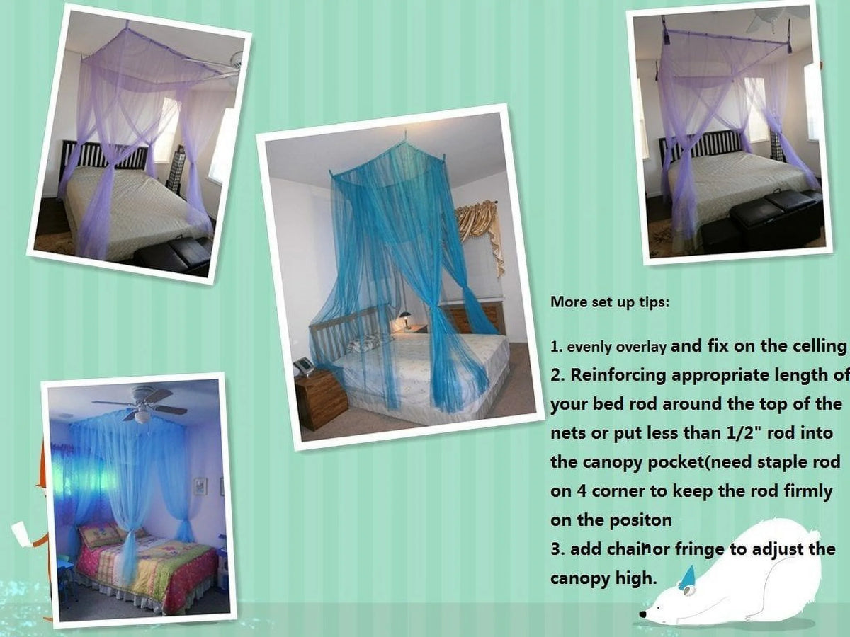 4 Poster Bed Canopy Mosquito Net Queen King H601