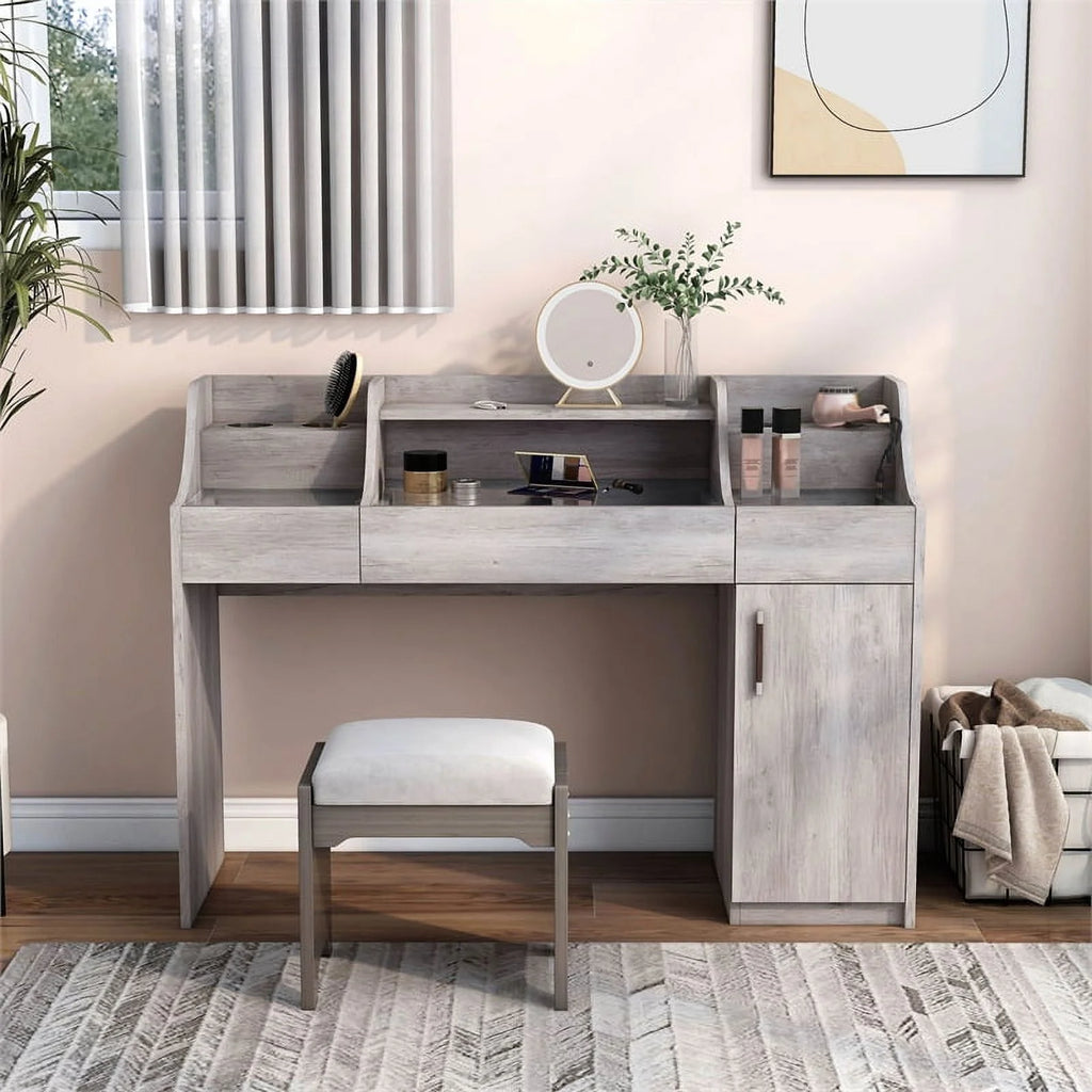 Wood Multi-Storage Vanity Table Y79571